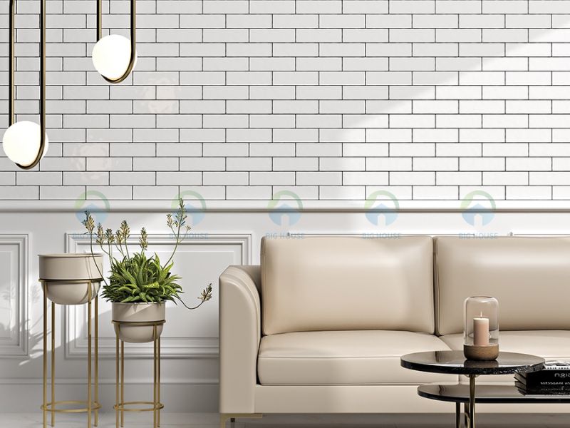gạch thẻ cổ điển màu trắng ốp tường gạch thẻ cổ điển màu trắng ốp tường phòng khách